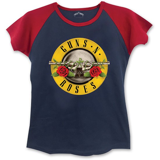 Cover for Guns N' Roses · Guns N' Roses Ladies Raglan T-Shirt: Circle Logo (Skinny Fit) (T-shirt) [size S] [Blue, Red - Ladies edition]