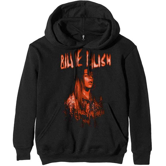 Billie Eilish Unisex Pullover Hoodie: Spooky Logo (Black) - Billie Eilish - Produtos - - 5056368661235 - 3 de março de 2021
