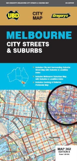 Cover for UBD Gregory's · Melbourne City Streets &amp; Suburbs Map 362 8th ed - City Map (Map) [Eighth edition] (2023)