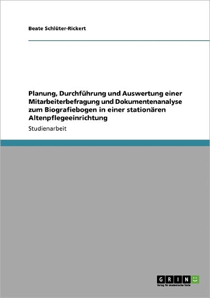 Cover for Schlüter-Rickert · Planung, Durchführung (Book) [German edition] (2009)