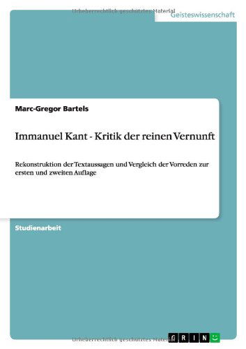 Cover for Bartels · Immanuel Kant - Kritik der rein (Book) [German edition] (2011)