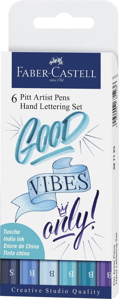 Faber-castell - India Ink Pitt Artist Pen Lettering (6 Pcs) (267123) - Faber - Koopwaar - Faber-Castell - 4005402671236 - 