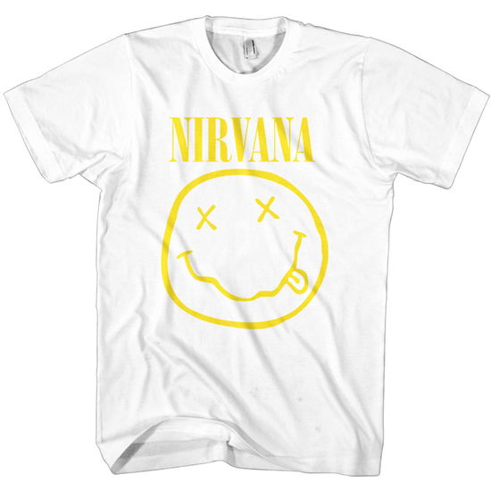 Nirvana Unisex T-Shirt: Yellow Happy Face - Nirvana - Fanituote - MERCHANDISE - 5056012039236 - perjantai 17. tammikuuta 2020