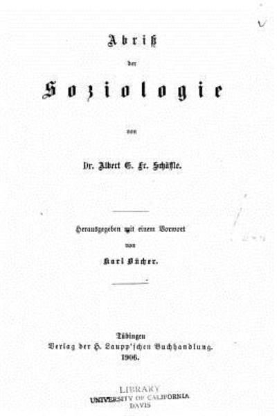 Cover for Albert Schaffle · Abriss der Soziologie (Taschenbuch) (2016)