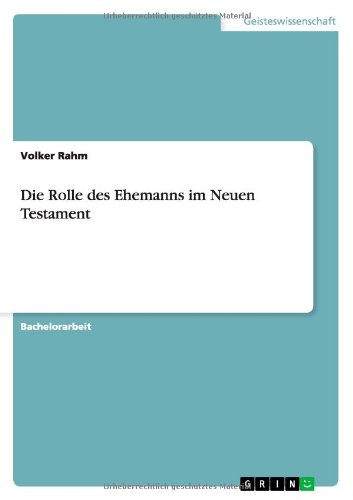 Cover for Rahm · Die Rolle des Ehemanns im Neuen Te (Book) [German edition] (2013)