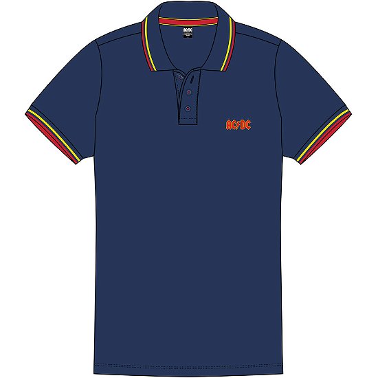 Cover for AC/DC · AC/DC Unisex Polo Shirt: Classic Logo (Bekleidung) [size S] [Blue - Unisex edition]