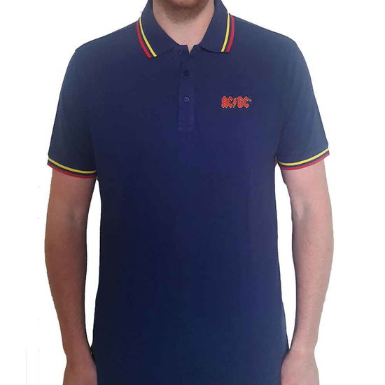 Cover for AC/DC · AC/DC Unisex Polo Shirt: Classic Logo (CLOTHES) [size S] [Blue - Unisex edition]