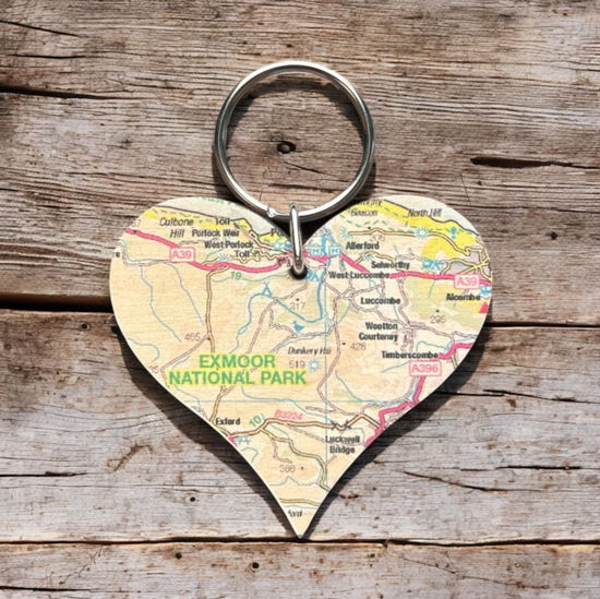 Cover for OS Map Wooden Heart Key-ring - Exmoor National Park (MERCH) (2025)