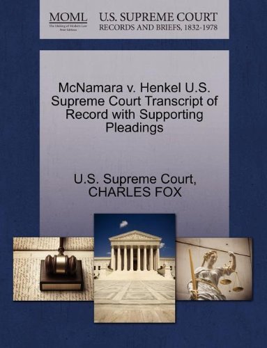 Cover for Charles Fox · Mcnamara V. Henkel U.s. Supreme Court Transcript of Record with Supporting Pleadings (Paperback Bog) (2011)