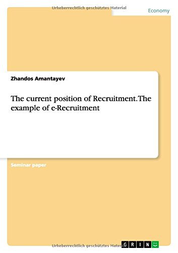 Cover for Zhandos Amantayev · The Current Position of Recruitment. the Example of E-recruitment (Pocketbok) (2014)