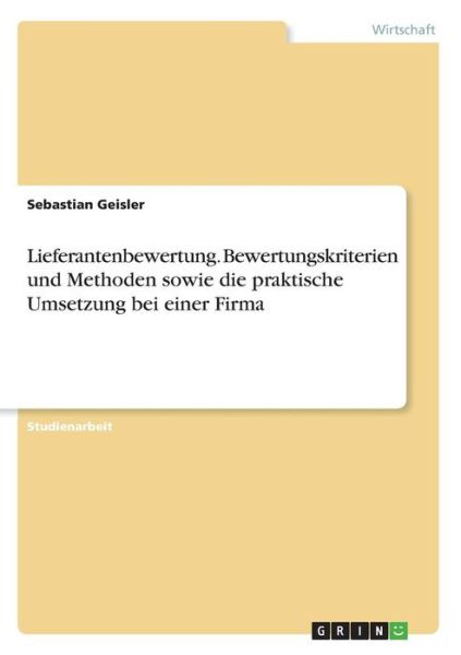 Cover for Geisler · Lieferantenbewertung. Bewertung (Book)