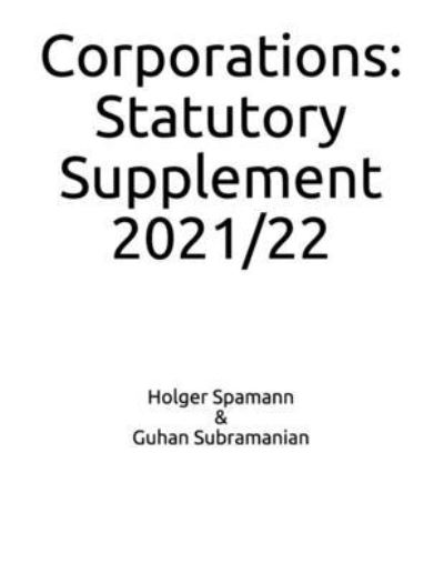 Cover for Guhan Subramanian · Corporations: Statutory Supplement: 2021/22 (Pocketbok) (2021)