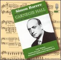 Cover for Simon Barere · Simon Barere at Carnegie Hall, Vol. 3: 11th November 1947 APR Klassisk (CD) (2001)
