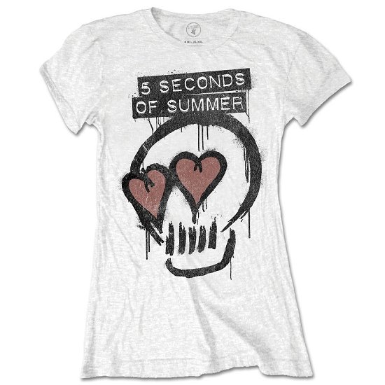 5 Seconds of Summer Ladies T-Shirt: Heart Skull - 5 Seconds of Summer - Produtos - Unlicensed - 5055979971238 - 12 de dezembro de 2016