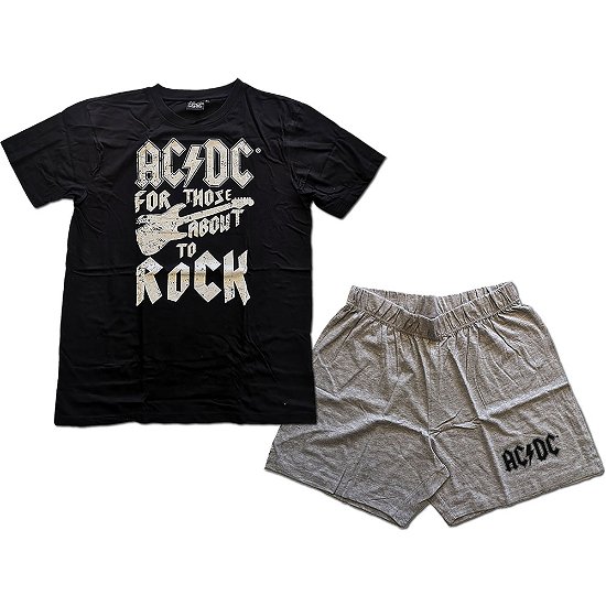Cover for AC/DC · AC/DC Unisex Summer Pyjamas: FTATR Guitar (Bekleidung) [size M] [Black,Grey - Unisex edition]