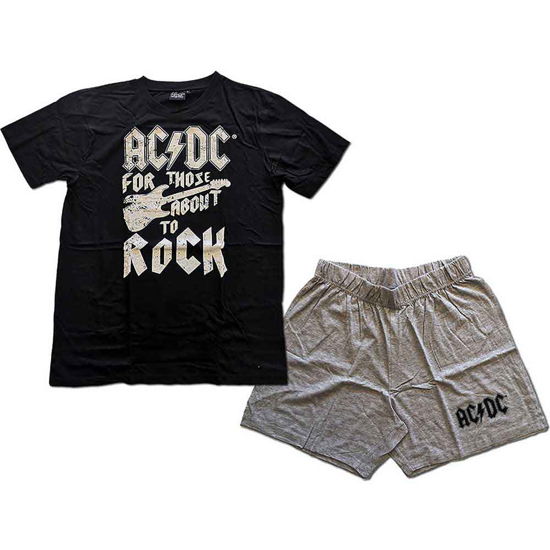 Cover for AC/DC · AC/DC Unisex Summer Pyjamas: FTATR Guitar (Kläder) [size M] [Black,Grey - Unisex edition]