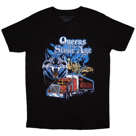 Cover for Queens Of The Stone Age · Queens Of The Stone Age Unisex T-Shirt: Wolf Skyline (Black) (T-shirt) [size S] (2024)