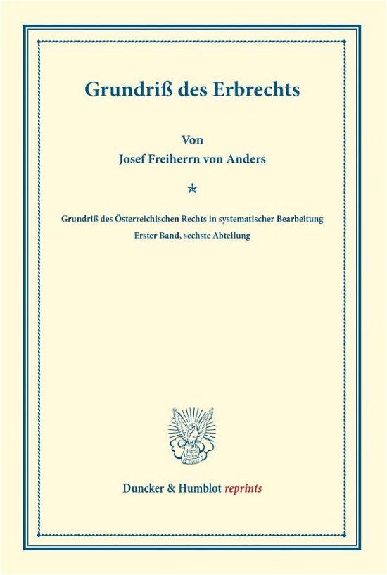 Cover for Anders · Grundriß des Erbrechts. (Bok) (2014)