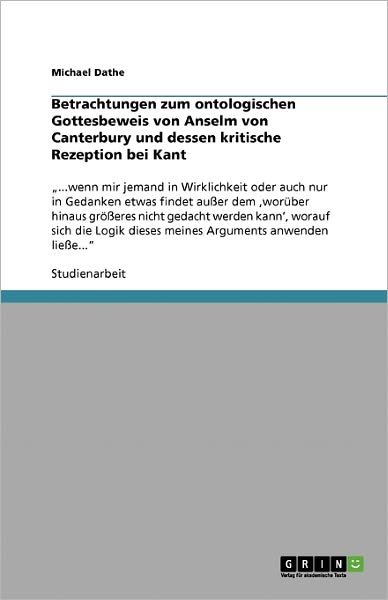 Cover for Dathe · Betrachtungen zum ontologischen G (Bog) [German edition] (2013)