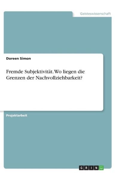 Cover for Simon · Fremde Subjektivität. Wo liegen d (Bok)