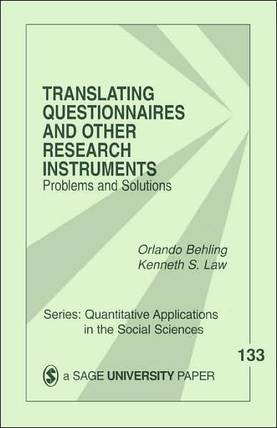 Cover for Orlando Behling · Translating Questionnaires and Other Research Instruments: Problems and Solutions - Quantitative Applications in the Social Sciences (Taschenbuch) (2000)