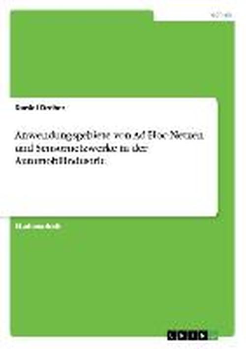 Cover for Dreher · Anwendungsgebiete von Ad-Hoc-Net (Book) [German edition] (2013)