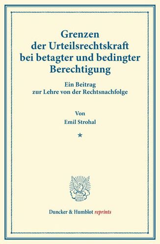 Cover for Strohal · Grenzen der Urteilsrechtskraft (Book) (2014)