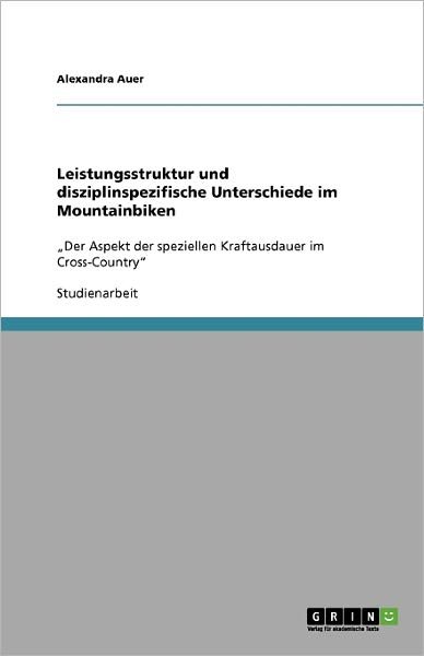 Cover for Auer · Leistungsstruktur und disziplinspe (Book) [German edition] (2009)