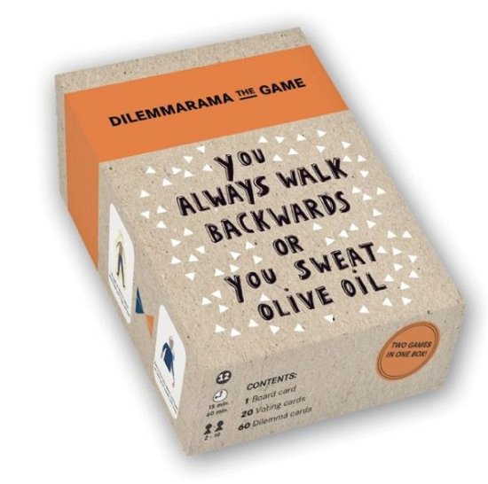 Cover for Dilemma Op Dinsdag · Dilemmarama the Game: You Always Walk Backwards or You Sweat Olive Oil (Flashkort) (2016)