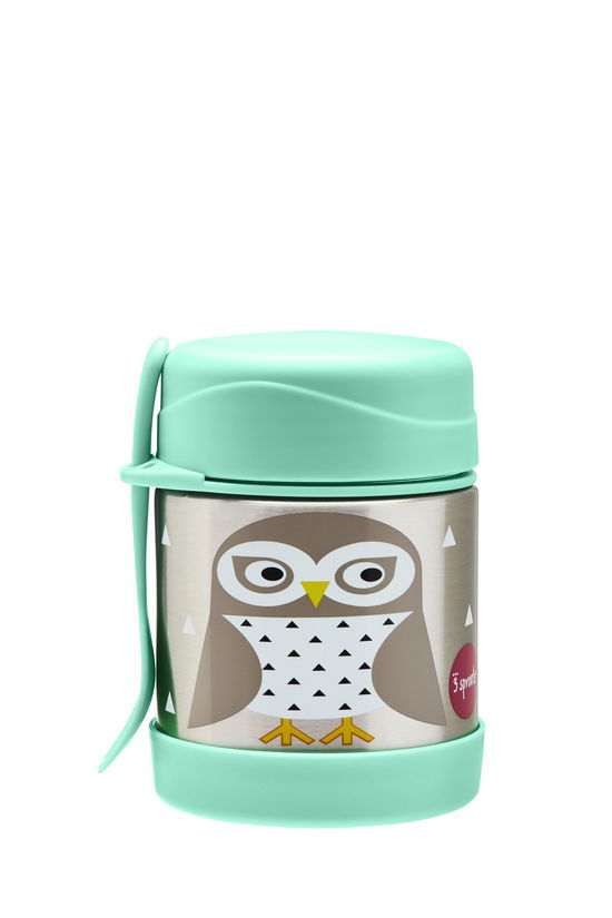 Cover for 3 Sprouts · 3 Sprouts - Stainless Steel Food Jar And Spork - Mint Owl (Zabawki)