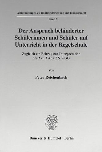 Cover for Reichenbach · Der Anspruch behinderter Sc (Book) (2001)