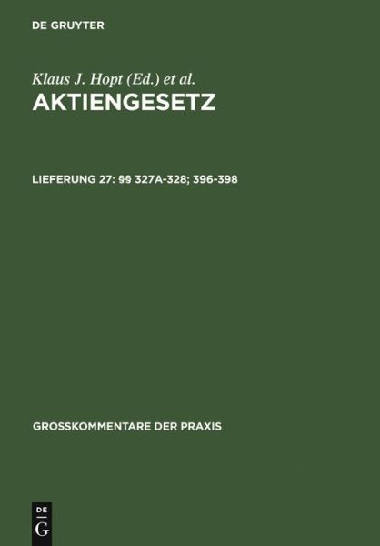 Cover for Karsten Schmidt (Editors) · Aktiengesetz (AktG), Großk.Lfg.27 (Book) [German edition] (2007)