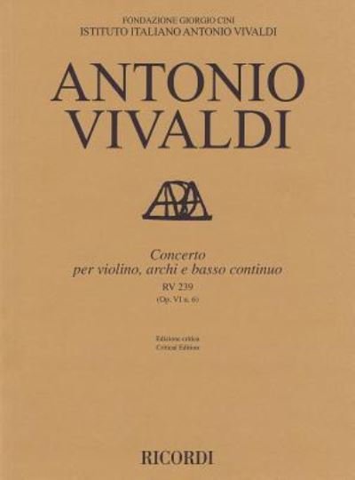 Concerto per violino, archi e bc, RV 239 Op. VI/6 - Antonio Vivaldi - Books - Ricordi BMG - 9788881920242 - April 1, 2017