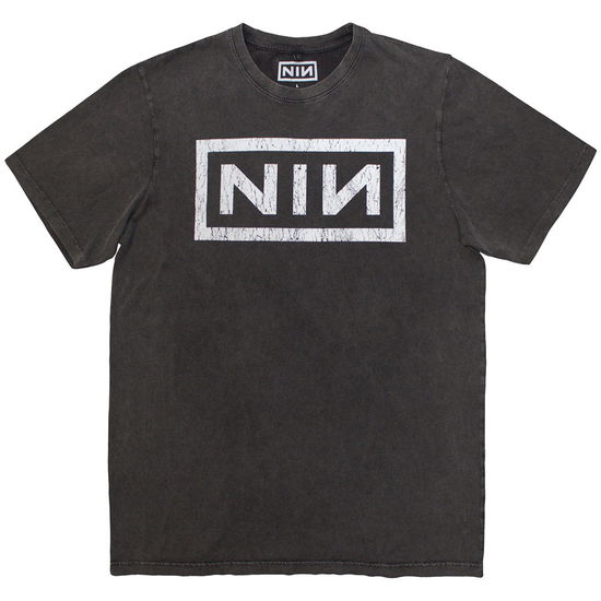 Nine Inch Nails Unisex Stone Wash T-Shirt: Classic Logo (Charcoal Grey) - Nine Inch Nails - Produtos - - 5056737299243 - 22 de novembro de 2024