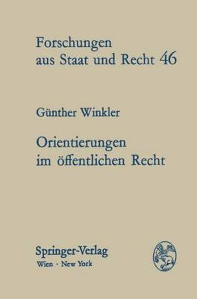 Orientierungen im öffentlichen - Winkler - Bøker - Springer - 9783211815243 - 24. januar 1979