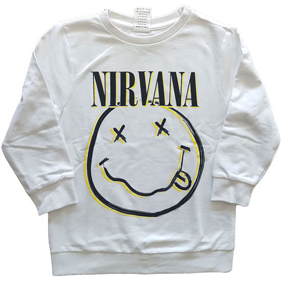 Cover for Nirvana · Nirvana Kids Sweatshirt: Inverse Happy Face (White) (7-8 Years) (Bekleidung) [size 7-8yrs] [White - Kids edition] (2021)