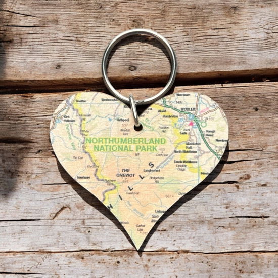 Cover for OS Map Wooden Heart Key-ring - Northumberland National Park (MERCH) (2025)