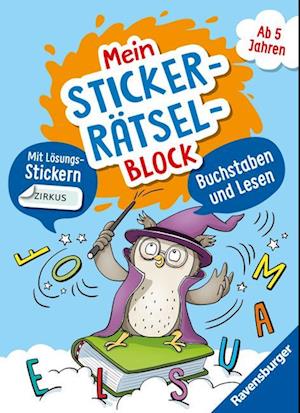 Cover for Kirstin Jebautzke · Ravensburger Mein Stickerrätselblock: Buchstaben für Kinder ab 5 Jahren - spielerisch Buchstaben und Lesen Lernen mit lustigen Übungen und Sticker-Spaß (Book) (2023)