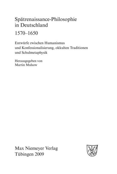 Cover for Martin Mulsow · Spätrenaissance-Philosophie in Deutschl (Book) [German, 1 edition] (2009)