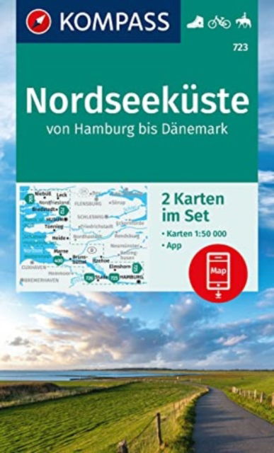 Kompass Wanderkarte: Nordseeküste von Hamburg bis Dänemark (2 Karten), Kompass Wander- und Radkarte-Set 723 - Mair-Dumont / Kompass - Książki - Kompass - 9783991217244 - 1 sierpnia 2011