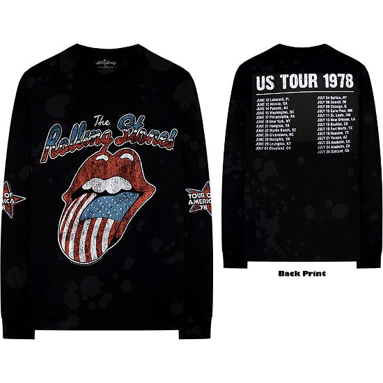 Cover for The Rolling Stones · The Rolling Stones Unisex Long Sleeve T-Shirt: US Tour '78 (Back &amp; Sleeve Print) (Klær) [size XXL] [Black - Unisex edition]