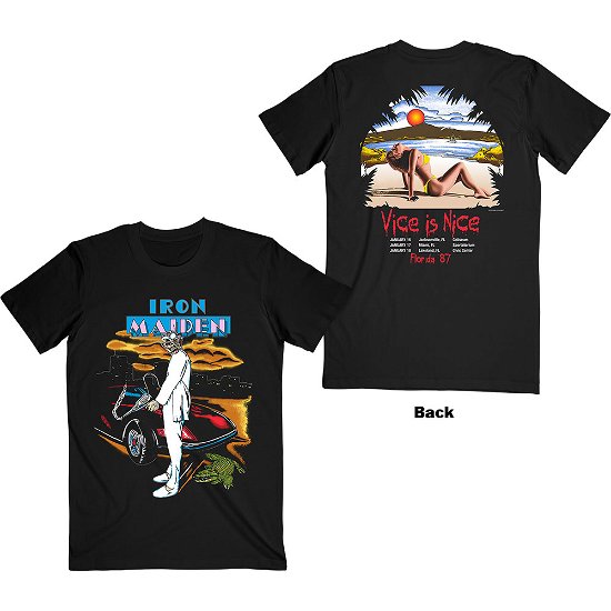 Iron Maiden Unisex T-Shirt: Vice Is Nice (Back Print) - Iron Maiden - Marchandise -  - 5056368673245 - 