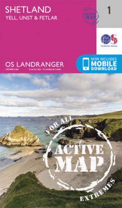 Cover for Ordnance Survey · Shetland - Yell, Unst and Fetlar - OS Landranger Active Map (Landkart) [February 2016 edition] (2016)