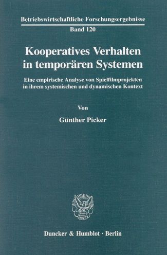 Cover for Picker · Kooperatives Verhalten in tempor (Book) (2001)