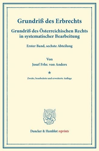 Cover for Anders · Grundriß des Erbrechts. (Bog) (2014)
