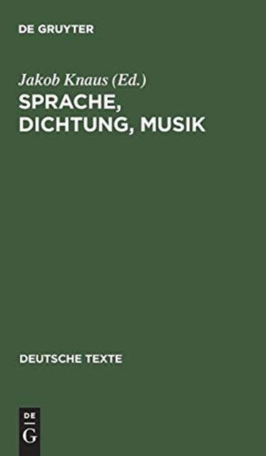 Cover for Jakob Knaus · Sprache, Dichtung, Musik (Book) (1973)