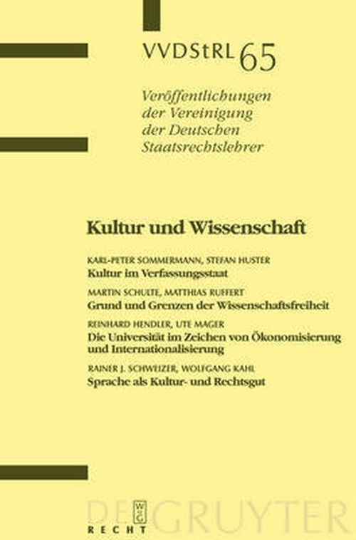 Cover for Stefan Huster (Editor), Martin Schulte (Editor), et Al. Karl-peter Sommermann (Editor) · Kultur und Wissenschaft.Gruyter (Book) [German edition] (2006)