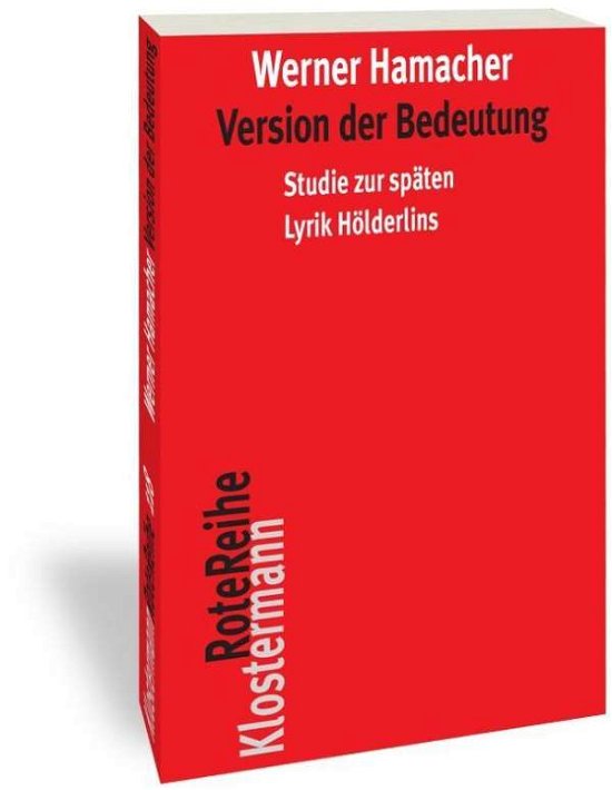 Cover for Hamacher · Version der Bedeutung (Buch) (2020)