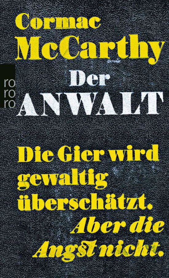 Cover for Cormac Mccarthy · Roro Tb.26724 Mccarthy.der Anwalt (Book)