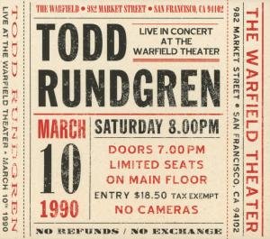 Live at the Warfield 10th March 1990 - Todd Rundgren - Muzyka - ESOTERIC RECORDINGS - 5013929435247 - 6 listopada 2012